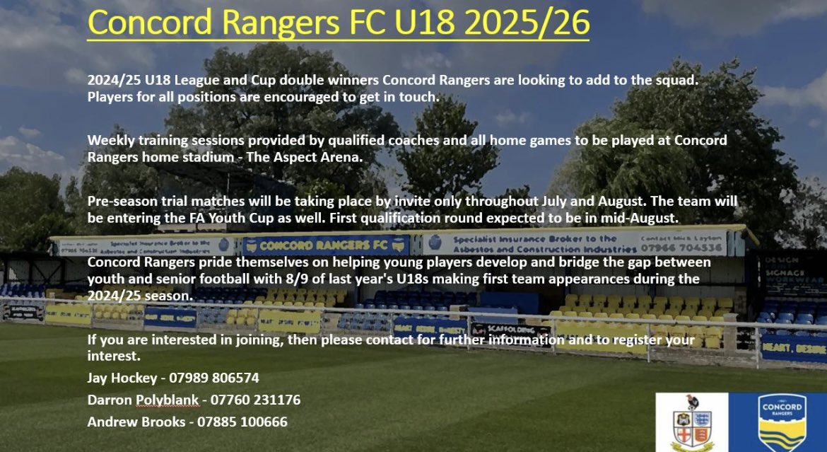 Concord Rangers U18 EJA 2024/25 (@concord18s) on Twitter photo 