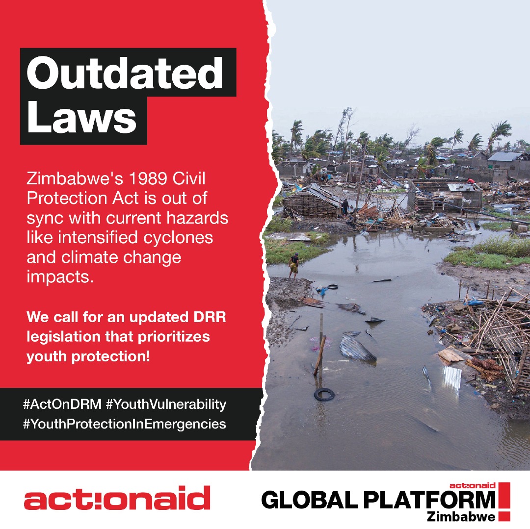 NcubeAnnle's tweet photo. Time for a change! The 1989 Civil Protection Act is outdated. We need updated #DRR legislation that prioritises resilience & climate justice to protect our communities from cyclones, floods & climate crises! #ActOnDRR #YouthVulnerability #YouthProtectionInEmergencies https://t.co/5nl8BbObOr