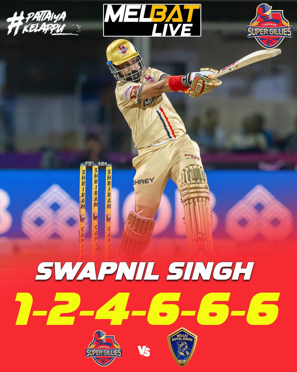 supergillies's tweet image. #SwapnilSingh Vera Level Shots Against NRK
#CSG #SuperGillies #PattaiyaKelappu #TNPL2025 #CSGvsNRK