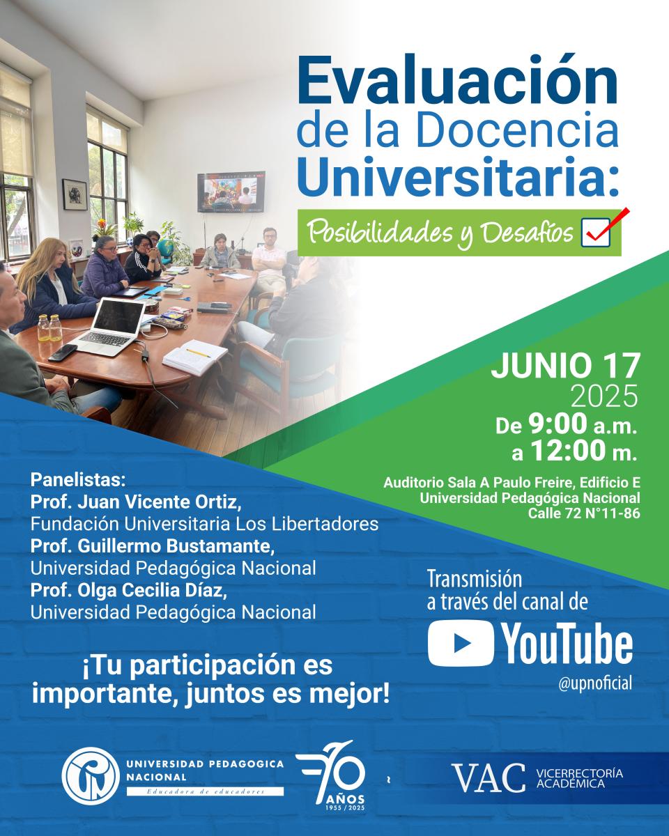 🚨Te invitamos al Panel: Evaluación de la Docencia Universitaria: Posibilidades y Desafíos.

🗓️17 junio 2025 
⏰9:00 a.m. 
📍Sala A, Centro Cultural Paulo Freire Edificio E, 2° piso

Ingresa a la transmisión en vivo aquí 👇youtube.com/live/Q2jRqdk1A…