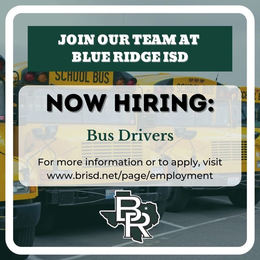 Come join our amazing transportation team! BRISD is looking for bus drivers for the 2025-2026 school year. If you or someone you know is interested in driving, please go to brisd.net/page/employment