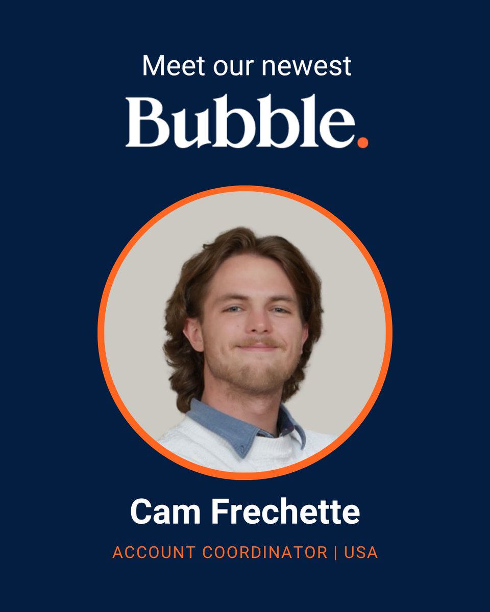 We are excited to welcome Cam Frechette to Bubble Agency, who joins our US team as an Account Coordinator 🎉

Cam is based in New England and brings hands-on experience working with leading companies including Blackmagic Design, Dalet, and Telestream.

Welcome to #TeamBubble Cam!