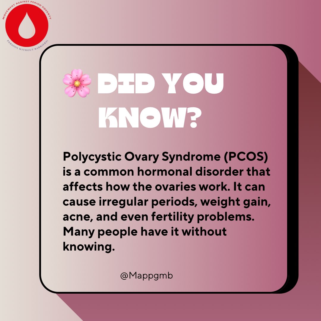 Have you ever heard of PCOS? 🤔

It is a health condition caused by a hormonal imbalance. People with PCOS may experience missed or irregular periods, acne, weight challenges, and difficulty getting pregnant. It can also affect mental health. 
Find out more!

#PCOSAwareness #MAPP