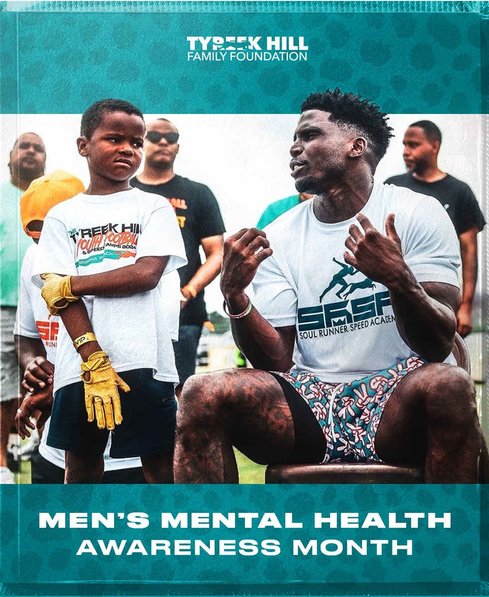 TyreekHillFamFd's tweet image. June is Men's Mental Health Awareness Month. Mental Health should be a priority, and we are here to help break the stigma. You are not alone! 💙

#MensMentalHealth #THFF @miamidolphins @cheetah