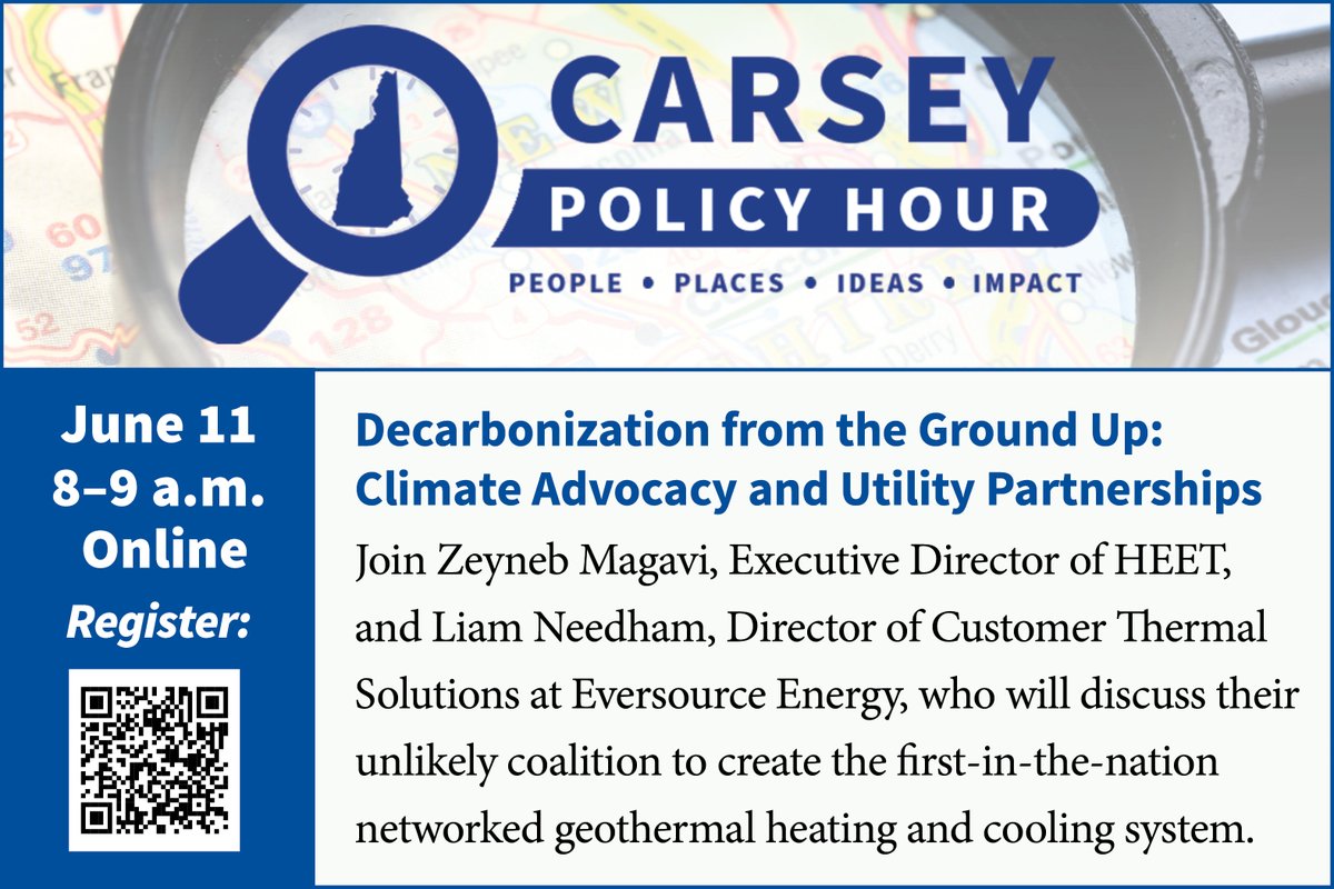Eversource NH (@eversourcenh) on Twitter photo What happens when climate activists and utility leaders find common ground? Together with <a href="/HEET_MA/">HEET</a> Executive Director <a href="/zeynebmagavi/">Zeyneb Magavi</a>, we're joining <a href="/CarseySchool/">UNH Carsey School of Public Policy</a> to talk about how our partnership built the nation's first networked geothermal neighborhood: carsey.unh.edu/news-events/ca⦠What happens when climate activists and utility leaders find common ground? Together with <a href="/HEET_MA/">HEET</a> Executive Director <a href="/zeynebmagavi/">Zeyneb Magavi</a>, we're joining <a href="/CarseySchool/">UNH Carsey School of Public Policy</a> to talk about how our partnership built the nation's first networked geothermal neighborhood: carsey.unh.edu/news-events/caā¦