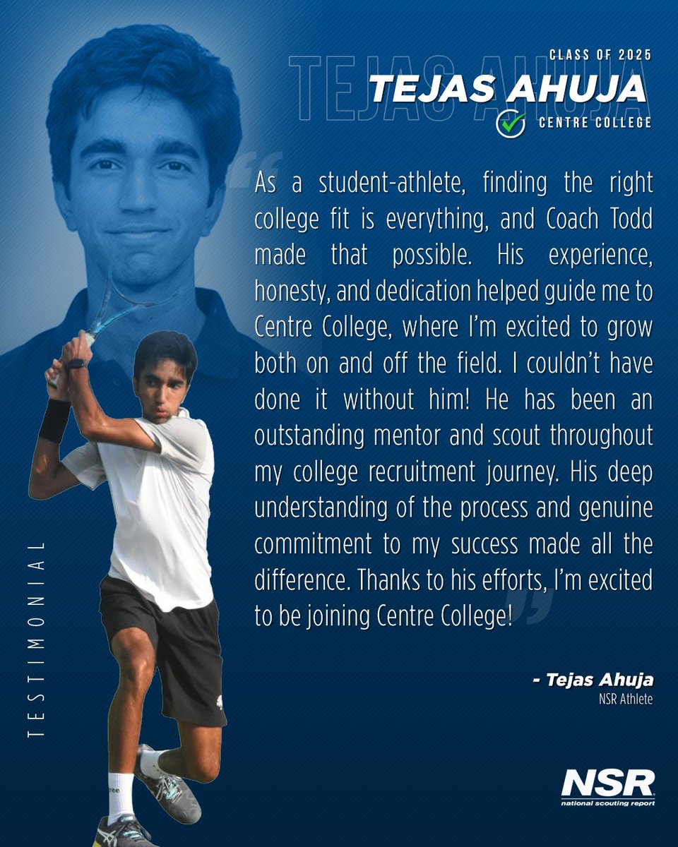 NSR (@nsrnow) on Twitter photo ⬇️ 2025 Tejas Ahuja Testimonial❗️⬇️🎾💪👏👊
👤: <a href="/markbeede1/">Mark Beede</a>
🖥: evo.nsr-inc.com/Tejas.Ahuja25
#NSRcommit
#TejasAhujaNSR
#nsr #tennis #collegetennis #highschooltennis #recruiting #commitment #goals ⬇️ 2025 Tejas Ahuja Testimonial❗️⬇️🎾💪👏👊
👤: <a href="/markbeede1/">Mark Beede</a>
🖥: evo.nsr-inc.com/Tejas.Ahuja25
#NSRcommit
#TejasAhujaNSR
#nsr #tennis #collegetennis #highschooltennis #recruiting #commitment #goals
