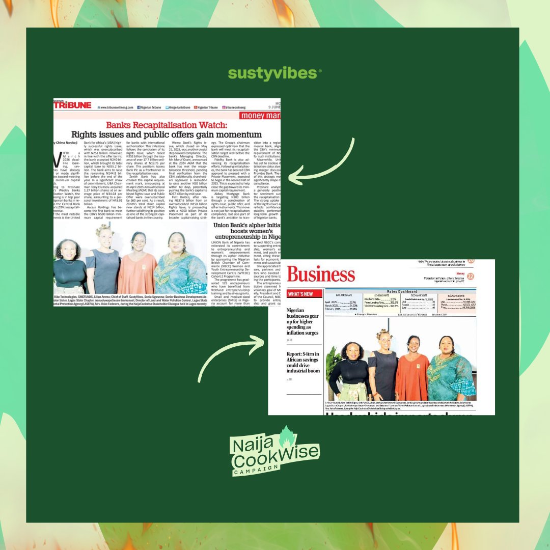 We’re in the news! 

From Leadership to Daily Independent to Tribune, the NaijaCookWise campaign is getting national attention.

Read the full article here 👉 bit.ly/CookwisePress

#NaijaCookWiseCampaign #Sustyvibes #CleanCooking