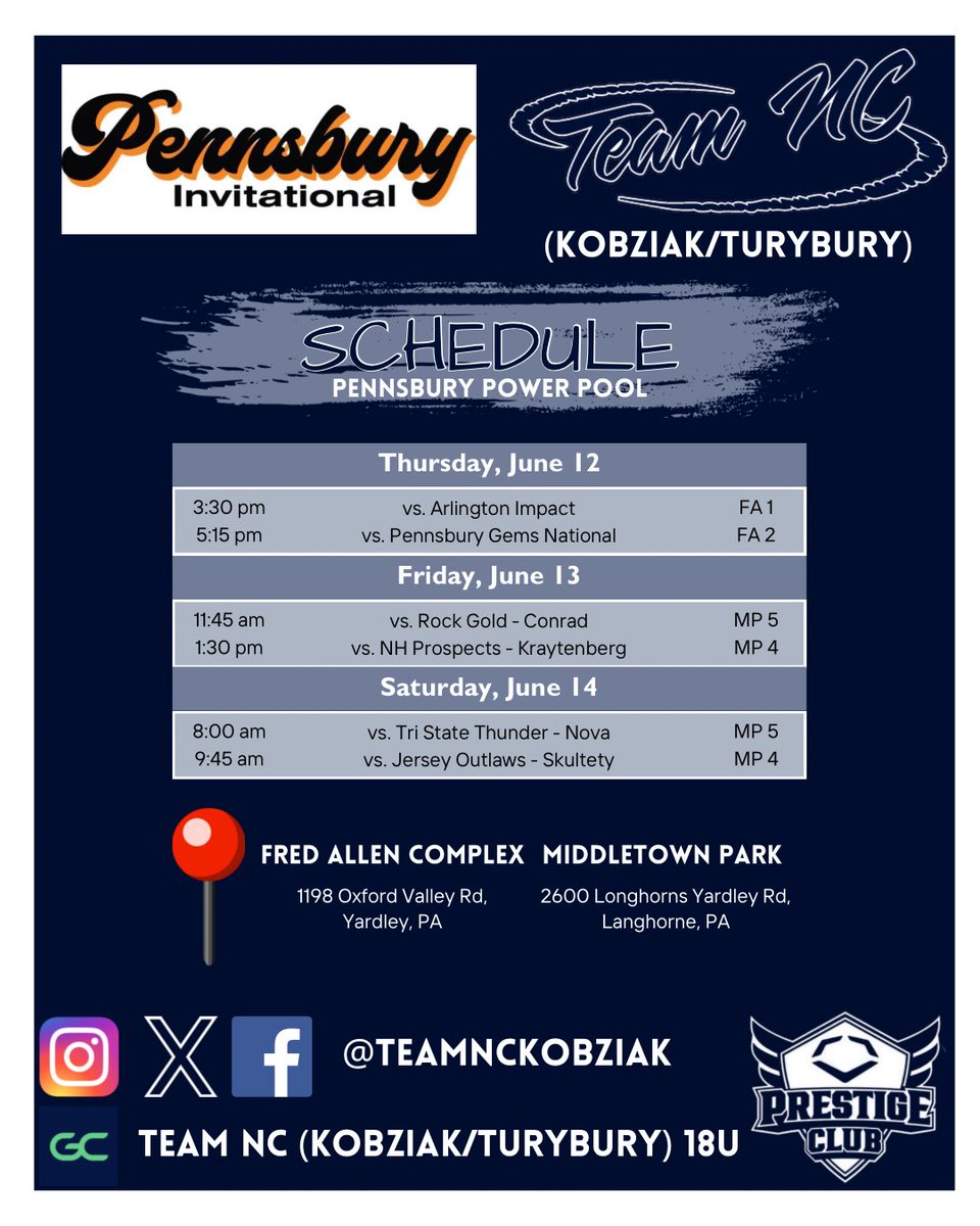 NC ✈️ PA 
Up next, we are headed north this week for the Pennsbury Invitational!