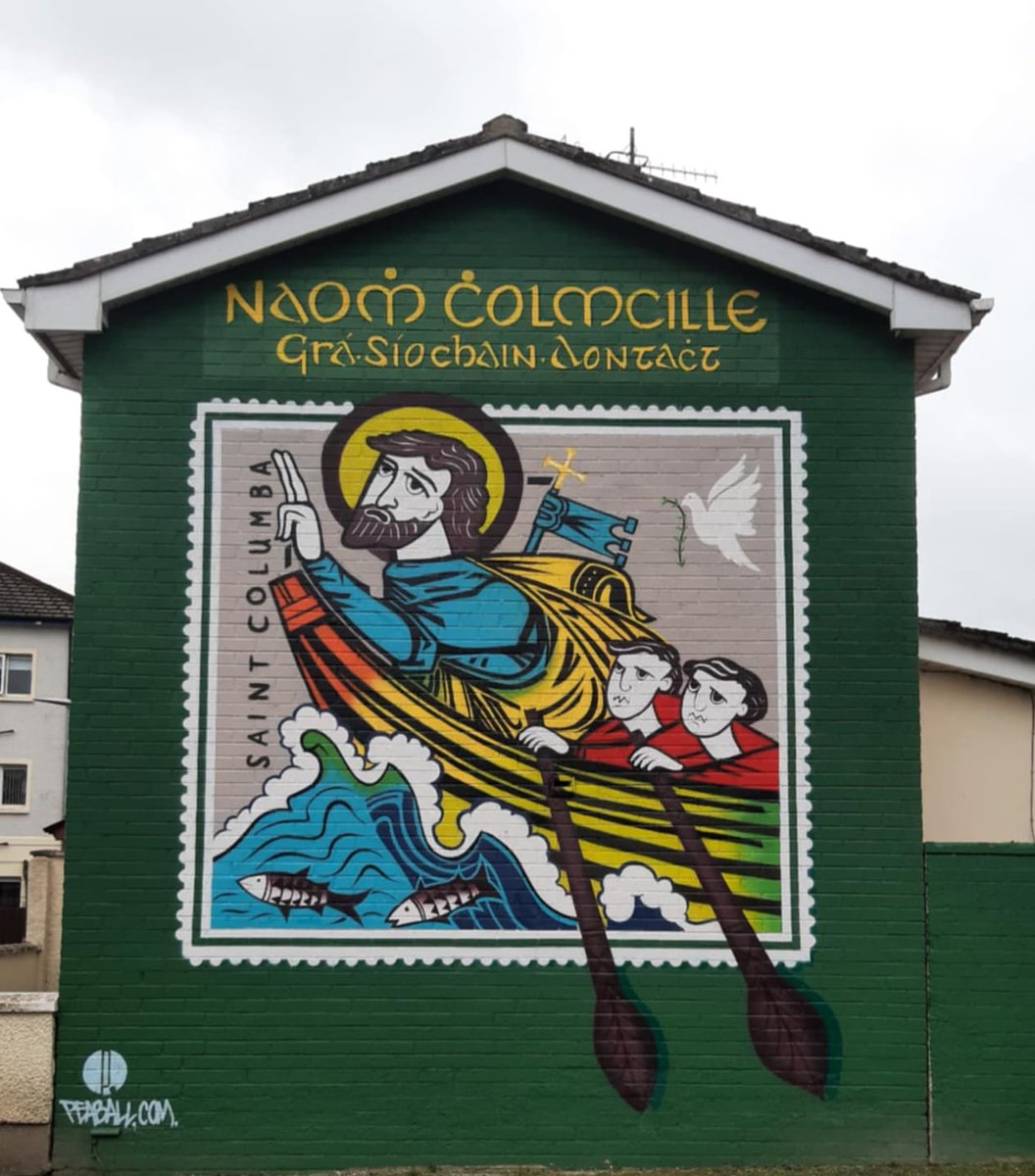 Catherine McGinty (@cathmcgin_tea) on Twitter photo Naoṁ Ċolmcille mural unveiling - Bogside, Derry  - <a href="/DerryNow/">Derry Now</a> digital report thread.
The feast day of Derry's patron saint, Naoṁ Ċolmcille (June 9) was marked by the unveiling of a beautiful mural in the city's Bogside. 
Commissioned by Séamus Ó Cinnéide, owner of Abbey B&B Naoṁ Ċolmcille mural unveiling - Bogside, Derry  - <a href="/DerryNow/">Derry Now</a> digital report thread.
The feast day of Derry's patron saint, Naoṁ Ċolmcille (June 9) was marked by the unveiling of a beautiful mural in the city's Bogside. 
Commissioned by Séamus Ó Cinnéide, owner of Abbey B&B