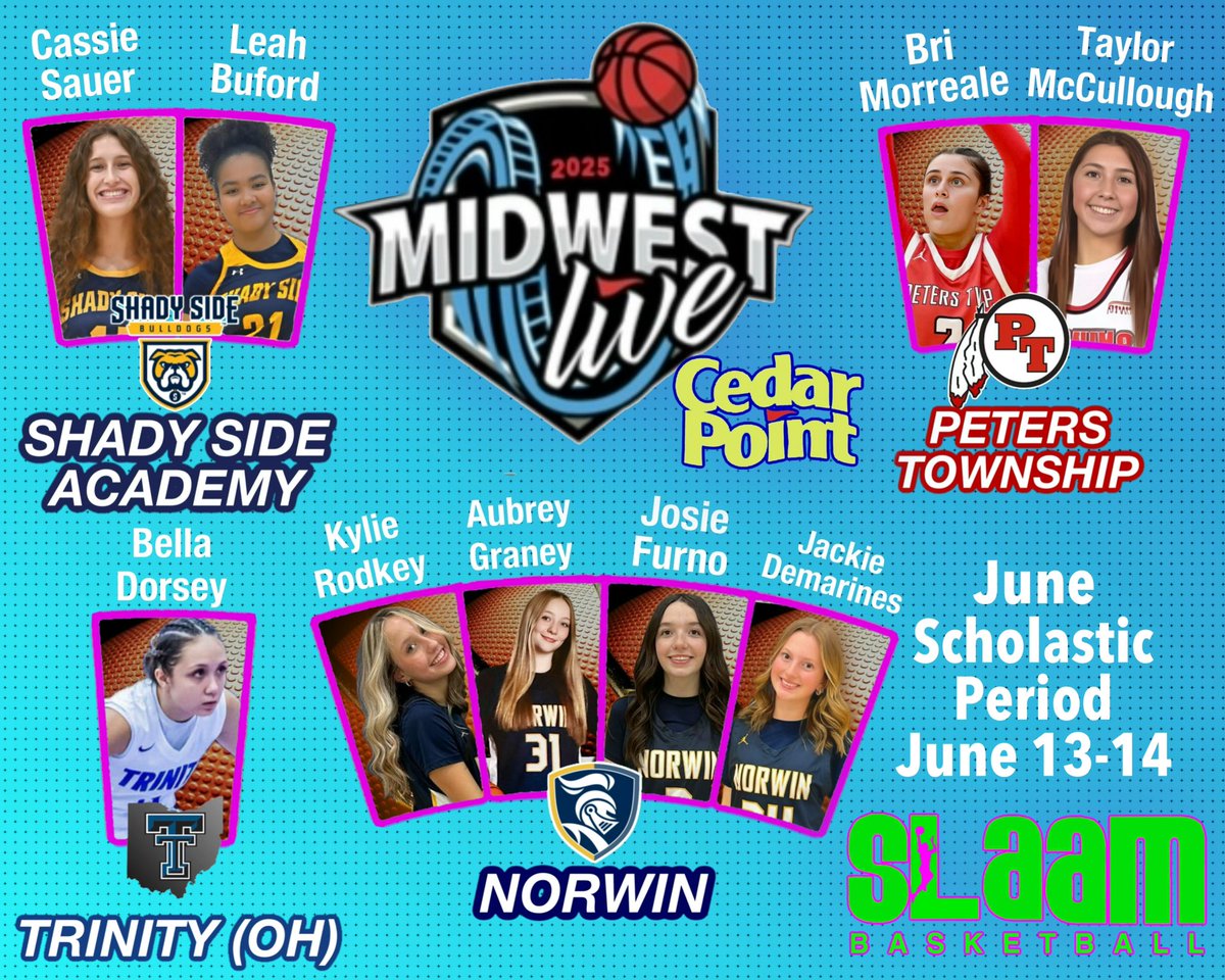 slaambasketball (@slaambasketball) on Twitter photo Excited to watch some of the #SLAAMFam show out for their High Schools this weekend at <a href="/CPSportsCenter/">Cedar Point Sports Center</a> for MIDWEST LIVE!
<a href="/PT_Girls_Hoops/">Peters Township Girls Basketball</a> <a href="/shady_side/">Shady Side Academy</a> <a href="/norwin_gbb/">Norwin Girls Basketball</a> <a href="/TrinityHSSports/">Trinity Athletics</a>!!!
<a href="/Slaam26morreale/">Slaam26morreale</a> <a href="/SLAAM2027Osborn/">SLAAM Basketball 2027 Osborn</a> <a href="/SLAAM2028Binion/">SLAAM U15 P24</a> <a href="/SlaamFran26/">SLAAM 26 Franciscus</a> <a href="/SLAAM28Penix/">SLAAM 28 Penix</a> Excited to watch some of the #SLAAMFam show out for their High Schools this weekend at <a href="/CPSportsCenter/">Cedar Point Sports Center</a> for MIDWEST LIVE!
<a href="/PT_Girls_Hoops/">Peters Township Girls Basketball</a> <a href="/shady_side/">Shady Side Academy</a> <a href="/norwin_gbb/">Norwin Girls Basketball</a> <a href="/TrinityHSSports/">Trinity Athletics</a>!!!
<a href="/Slaam26morreale/">Slaam26morreale</a> <a href="/SLAAM2027Osborn/">SLAAM Basketball 2027 Osborn</a> <a href="/SLAAM2028Binion/">SLAAM U15 P24</a> <a href="/SlaamFran26/">SLAAM 26 Franciscus</a> <a href="/SLAAM28Penix/">SLAAM 28 Penix</a>