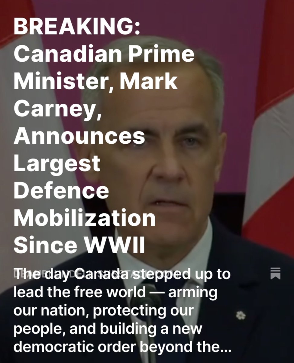 ItsDeanBlundell's tweet photo. THREAD🧵🇨🇦: Canada just announced the largest defence mobilization since WWII.
Prime Minister Mark Carney declared Canada's independence from American military reliance and took aim at Trump, Putin, and Xi in a historic announcement.
👇https://t.co/JkIKZZuLpQ https://t.co/OobeMF10A2