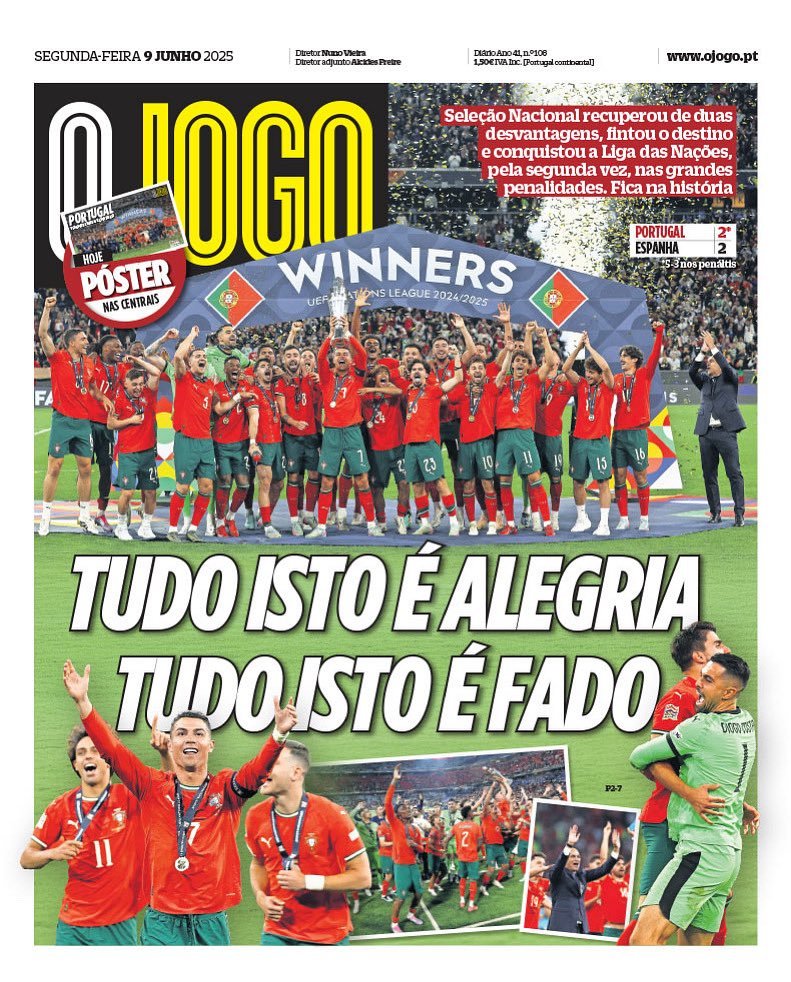 RodeioVinicius's tweet photo. As capas dos principais jornais esportivos de Portugal após a conquista do bicampeonato da Liga das Nações de futebol https://t.co/dLwXnfCdAF