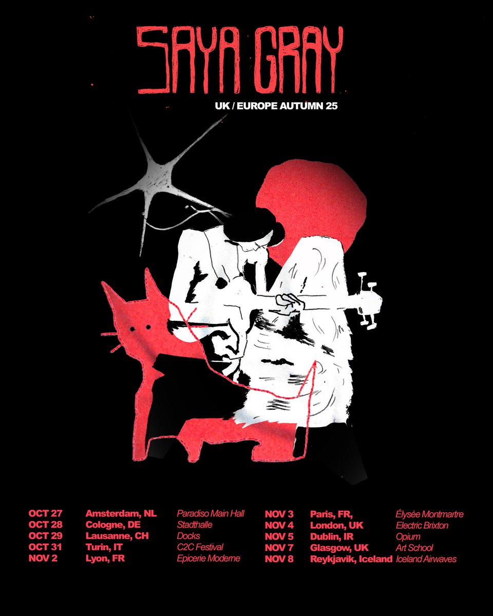 Saya Gray announces her UK / Europe Autumn Tour 

Pre-sale starts Wednesday 11th June at 10am local. Sign up now for more info
sayagray.ca/tour