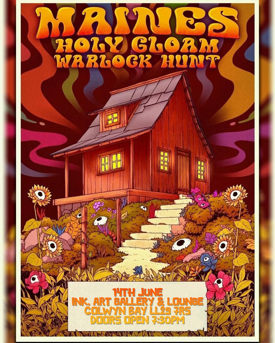 This Saturday <a href="/inkgallerywales/">ink.</a> w/ <a href="/holygloam/">Holy Gloam</a> &amp; #Warlockhunt 7:30pm. £5 Entry. Only 14 tickets left.

eventbrite.co.uk/e/maines-ink-g…