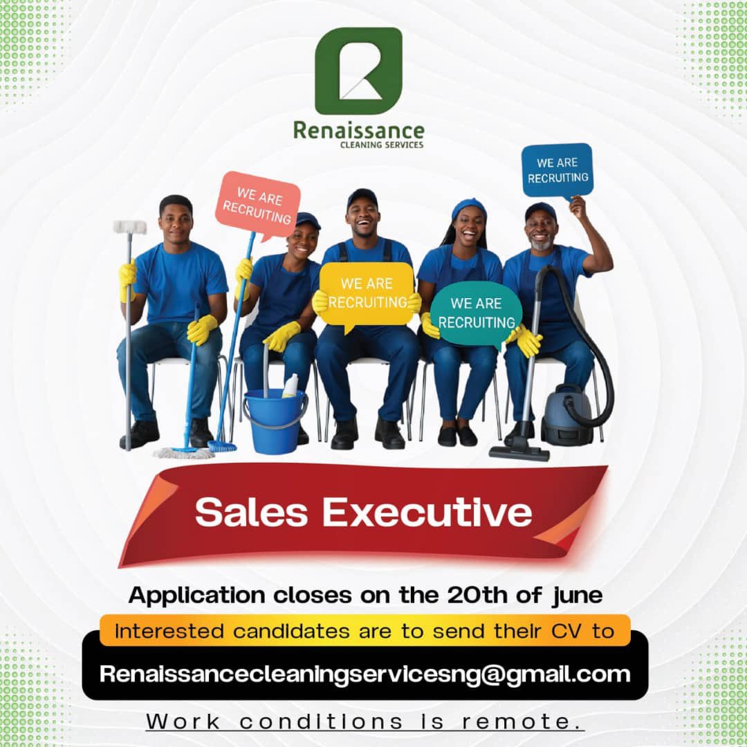 RenaissanceCle1's tweet photo. We are Hiring!

Renaissance Cleaning Services is expanding, and we are looking for passionate individuals to join our team as Sales Executives!

📌 Work is remote
📌 Application closes June 20th
📌Minimum Qualification is HND
📌 Minimum 1 year core sales experience https://t.co/7oXYgdvdzI