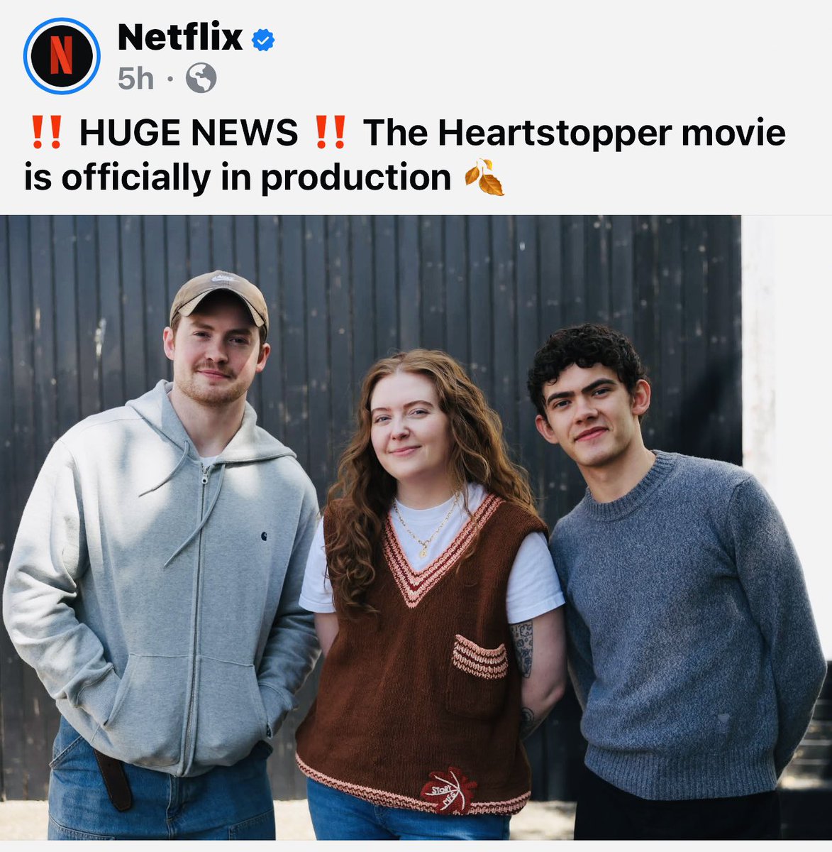 Bill_Pritchard's tweet photo. It’s official, #Heartstopper the movie is in production. Grateful to you @AliceOseman, @See_Saw_Films, and @Netflix!  

#LGBTQ #LifeChanging #DifferenceMaking #JoeLocke #KitConnor @NetflixUK https://t.co/7T3Ggxtf09