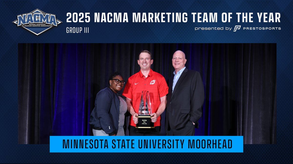 NACMA News (@nacmanews) on Twitter photo Congratulations to <a href="/MSUMDragons/">MSUM Dragons</a>, the 2025 Group III NACMA Marketing Team of the Year, presented by <a href="/PrestoSports/">PrestoSports</a>!
#NACMA25 Congratulations to <a href="/MSUMDragons/">MSUM Dragons</a>, the 2025 Group III NACMA Marketing Team of the Year, presented by <a href="/PrestoSports/">PrestoSports</a>!
#NACMA25