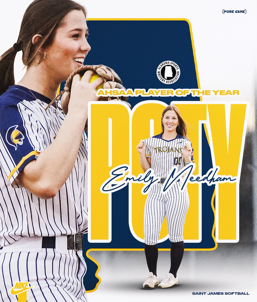 Congratulations <a href="/emilyneedham26/">Emily Needham</a> for being named AHSAA 3A player of the year!! <a href="/STJAthletics1/">STJ Trojan Athletics</a> <a href="/STJNews/">Saint James School</a> <a href="/HallDaddy75/">Mark Hall</a> <a href="/KyleParmley/">Kyle Parmley 🥎</a> <a href="/PureGameSports/">PURE GAME SPORTS NETWORK</a> <a href="/SouthAlabamaSB/">South Alabama Softball 🥎</a> #nothingspecialjustyourbest