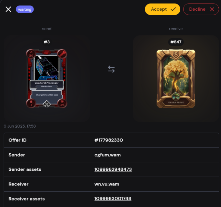 🚨 SCAM WARNING – FAKE COLLECTION DETECTED! 🚨

We’ve identified that the wallet cgfum.wam is listing fake Alien Worlds NFTs under misleading collections.

⚠️ Do NOT make any transactions or offers to this wallet. These items are not from the official Alien Worlds collection and