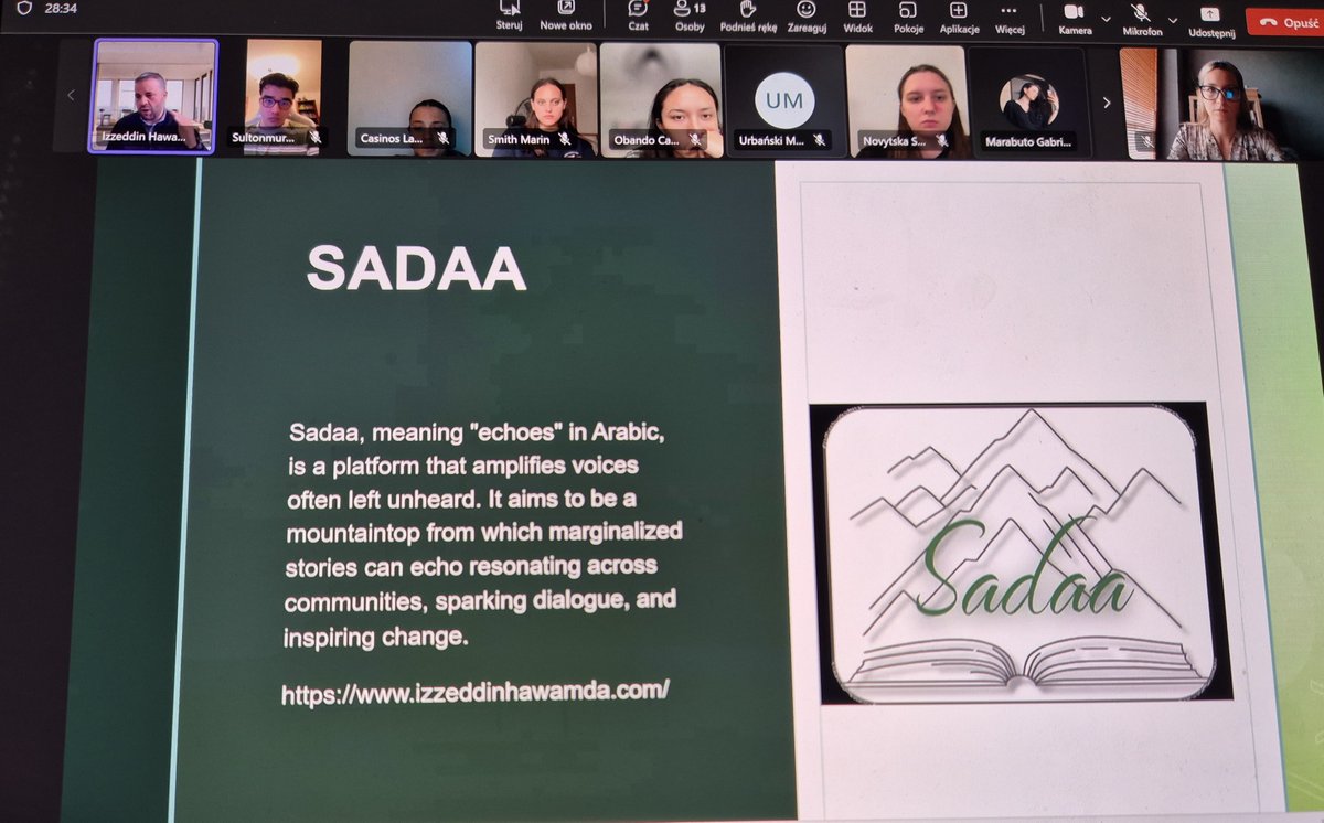 Katarzyna A. Przybyła (@k_a_przybyla) on Twitter photo Today, I had the privilege of hosting Dr. Izzeddin Hawamda, the founder of SADAA, who delivered a powerful guest lecture titled “Stories of War, Stories of Peace” to my students in the “War and Peace” course at <a href="/CollegiumC/">Uniwersytet Civitas</a> #Poland Today, I had the privilege of hosting Dr. Izzeddin Hawamda, the founder of SADAA, who delivered a powerful guest lecture titled “Stories of War, Stories of Peace” to my students in the “War and Peace” course at <a href="/CollegiumC/">Uniwersytet Civitas</a> #Poland
