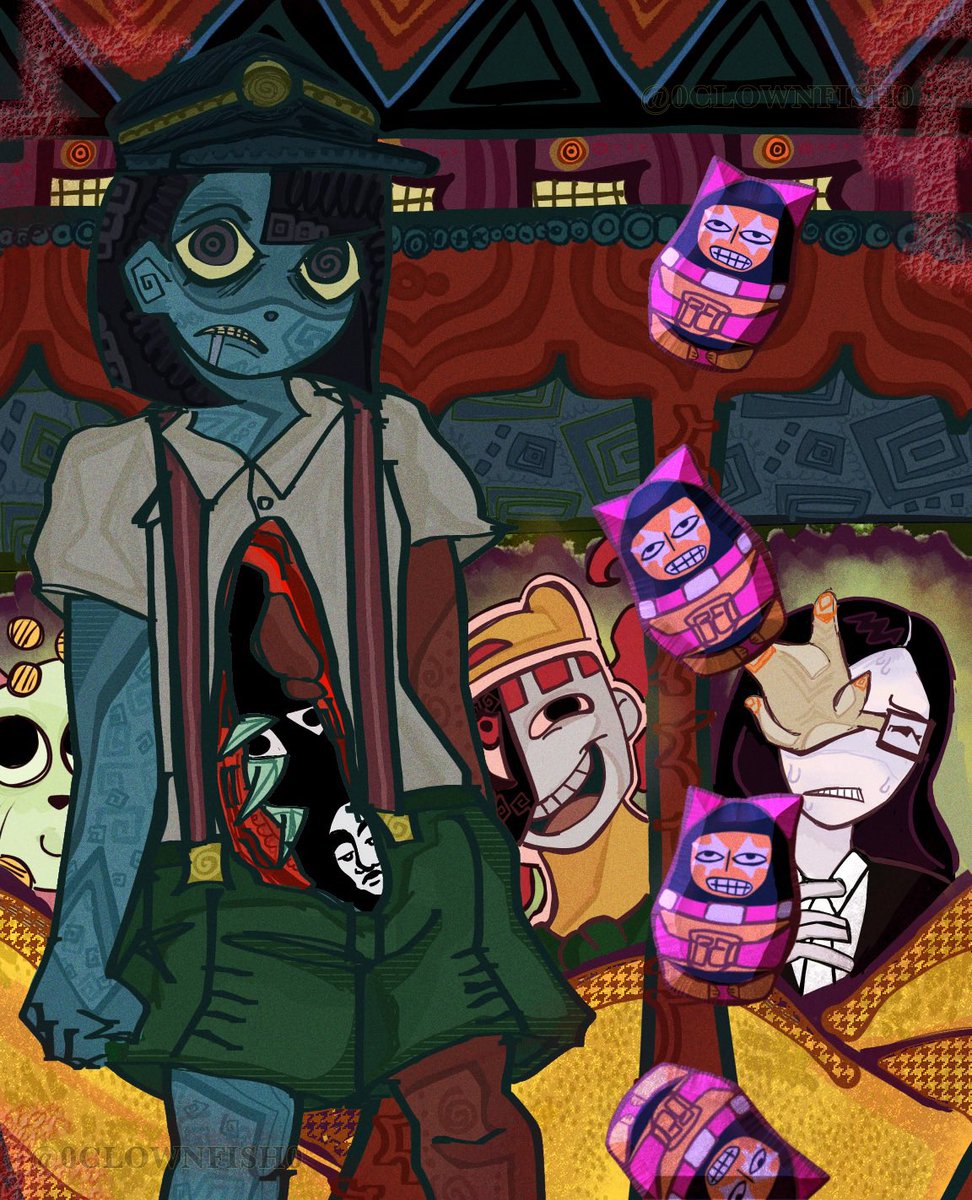 0CLOWNFISH0's tweet image. New pinned to showcase some of my art! I do mostly character design but I also experiment with mural and collages