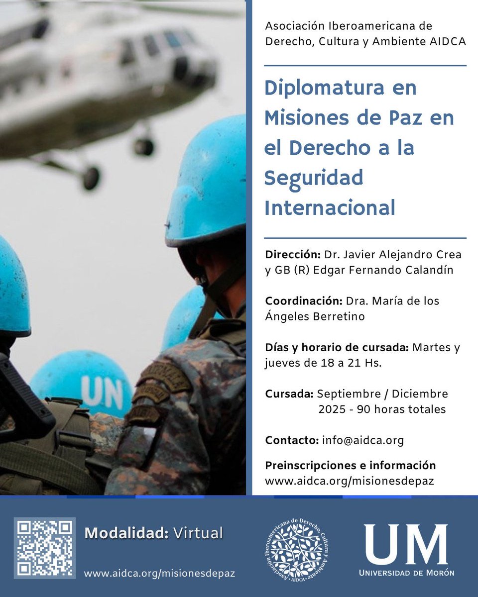 Atentos a esta propuesta!!!! 👇🏻👇🏻👇🏻
Agradezco mucho a su director, Javier Crea, por invitarme para ser parte de la planta docente.
#OperacionesdePaz #ONU #DerechoInternacional #RelacionesInternacionales #SeguridadInternacional