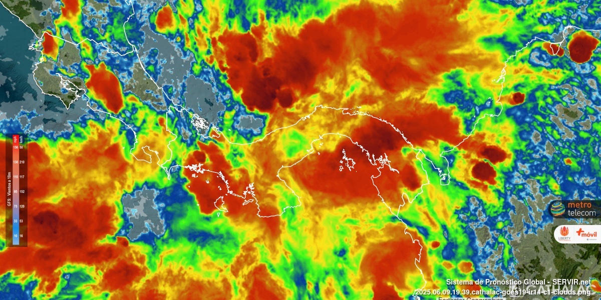 Imagen actualizada de satélite GOES infrarrojo para Panamá 🇵🇦 y Costa Rica 🇨🇷 - #CATHALAC #meteo #clima #tiempo ver animaciones en bit.ly/1jdfCr4
