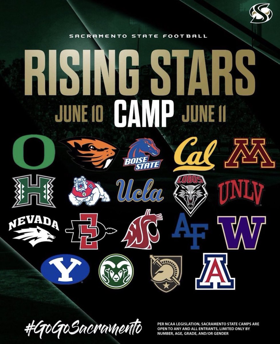 I will be competing at the Rising Stars Camp tomorrow, can’t wait to showcase my talents.<a href="/CJPollard1/">C.J. Pollard</a> <a href="/CoachSidKrish/">Sid Krishnamurthi</a> <a href="/kcef35/">Kyle Cefalo</a> <a href="/NickRolovich/">Nick Rolovich</a> <a href="/Coach_JBruce/">Jeremy Bruce</a> <a href="/CoachZacBarton/">Zac Barton</a> <a href="/CoachDantePerez/">Coach Dante</a> <a href="/Moore_better40/">Jonah Galoia-Moore</a>