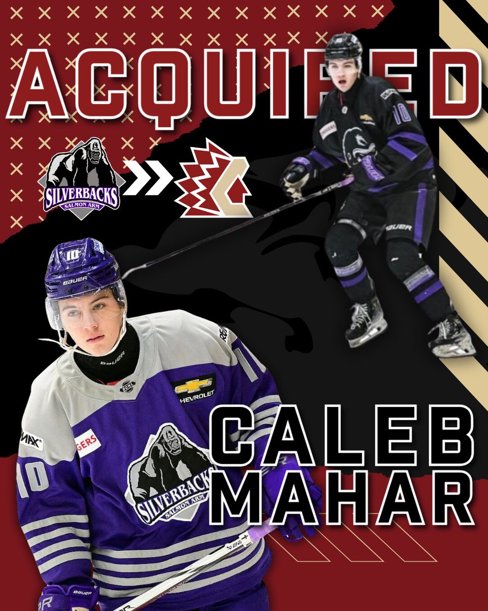 NEWS:
To complete a previous trade from January 22nd with the Salmon Arm Silverbacks
The Chilliwack Chiefs have acquired 2006-born Caleb Mahar

Welcome to the Chiefs Caleb!