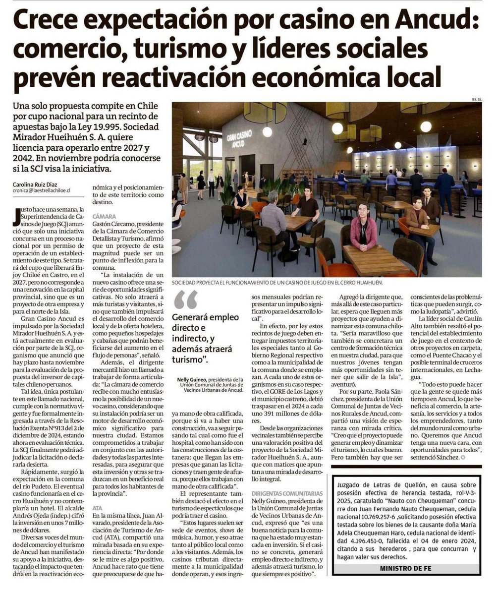 🎰 En Chiloé vemos con optimismo el proyecto de casino en Ancud: generará empleo, atraerá turismo e impulsará la economía local.
¡Avanzamos hacia una reactivación con identidad!
#AncudEmprende #ChiloéSeActiva #MultigremialChiloé