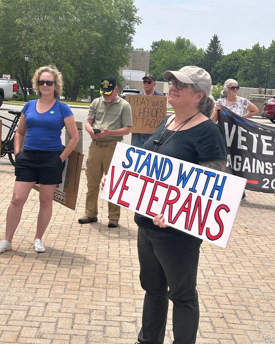 We joined the D-Day Unite for Veterans Rally in Augusta last week. Thousands of Maine veterans rely on Medicaid, SNAP, and critical services now under threat. Susan Collins refuses to block a budget that would gut these programs to fund tax breaks for billionaires.