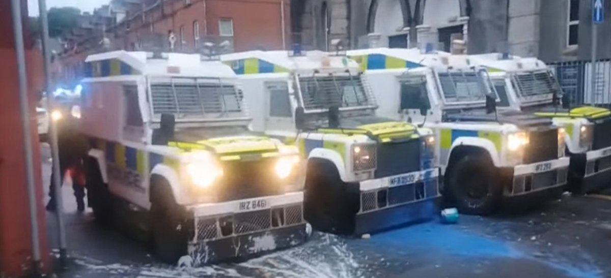 Kevin Scott (@kscott_94) on Twitter photo Missiles have been thrown at police during a protest tonight in Ballymena.
Hundreds gathered on the street earlier tonight following a sexual assault in the town earlier this weekend.
A small section of the protesters have set a makeshift barricade on fire <a href="/BelTel/">Belfast Telegraph</a> Missiles have been thrown at police during a protest tonight in Ballymena.
Hundreds gathered on the street earlier tonight following a sexual assault in the town earlier this weekend.
A small section of the protesters have set a makeshift barricade on fire <a href="/BelTel/">Belfast Telegraph</a>