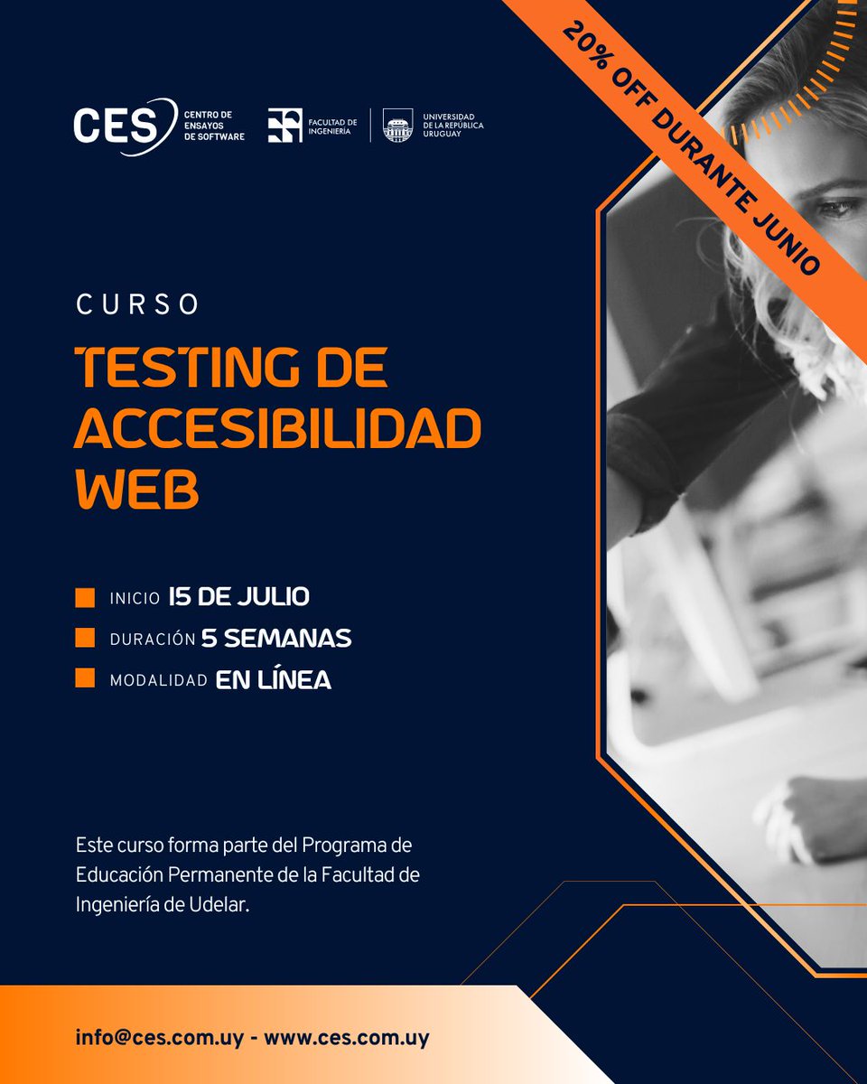 ces_com_uy's tweet image. Donde otros ven spam, ¡algunos ven oportunidades! Confirmá tu inscripción durante junio y obtené un 20% OFF para estudiar #seguridadinformática, #webservices, #accesibilidadweb, #usabilidad, #metodologíaságiles o #basesdedatos y contribuir a mejorar la #calidad del #software.

+