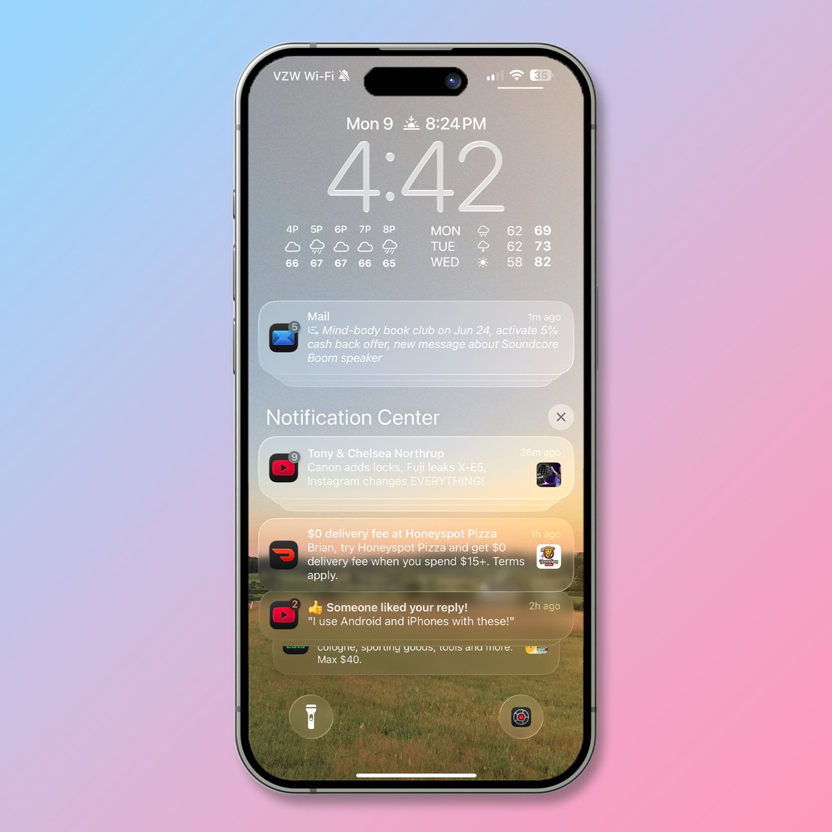 I've been using #iOS26 for an hour and I already think the notifications are causing eye strain because of how much harder the text is to see with the "Liquid Glass" UI. 🙁

Hopefully this gets improved in future Beta updates or I'll have to use a new wallpaper! 🙏🏼
