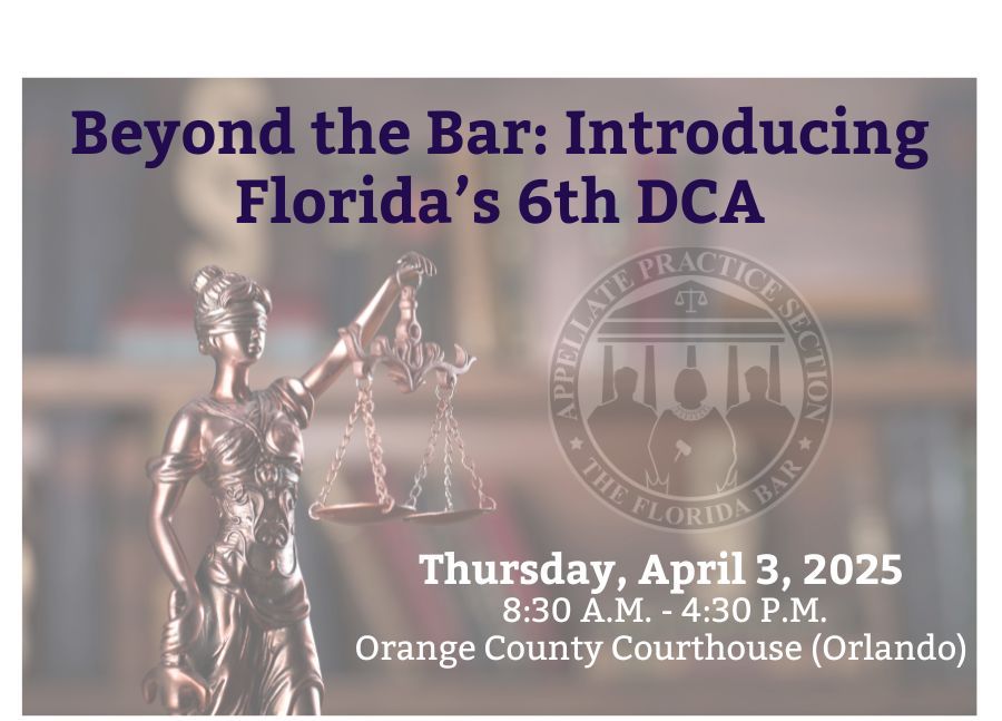 Did you miss the Beyond the Bar: Introduction to Florida's 6th DCA live program? The full 6 hour program or individual 1 hour segments are available now on demand!
flabarappellate.org/did-you-miss-a…