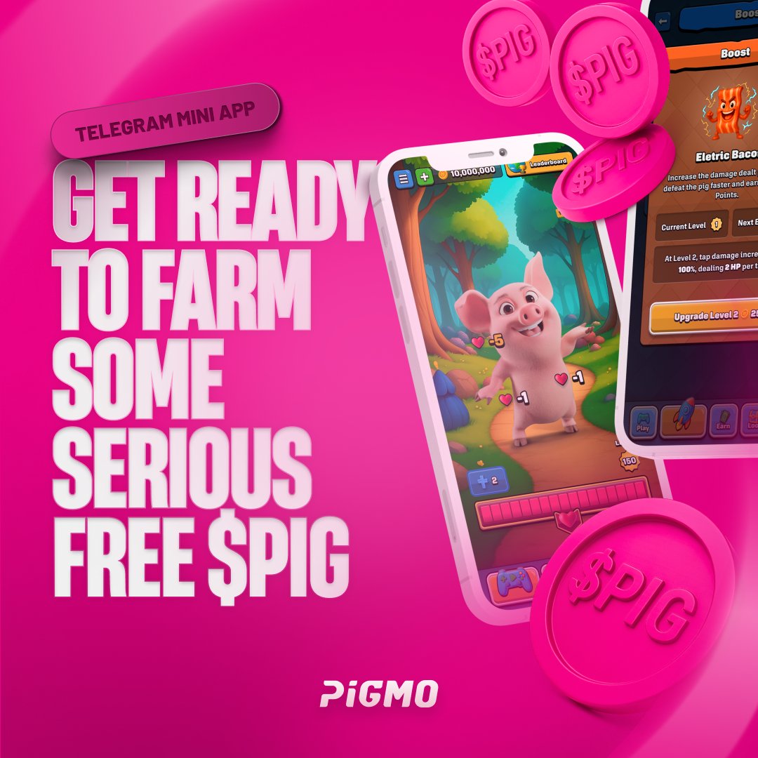 There's 3 ways of getting free $PIG:
👉 Getting a free NFT from our $150k airdrop;
👉 Farming $PIG from free on our Tap2earn launching on June 16th
👉 RT + Drop your $SOL wallet for some extra free 🐽