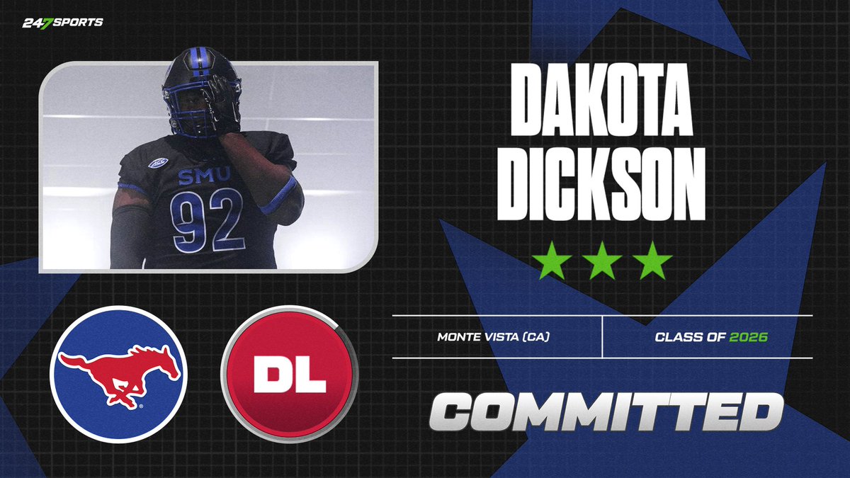 SMU landed a commitment from Danville (Calif.) Monte Vista defensive lineman Dakota Dickson on Monday morning and he talked about why he picked the Mustangs 247sports.com/college/smu/ar…