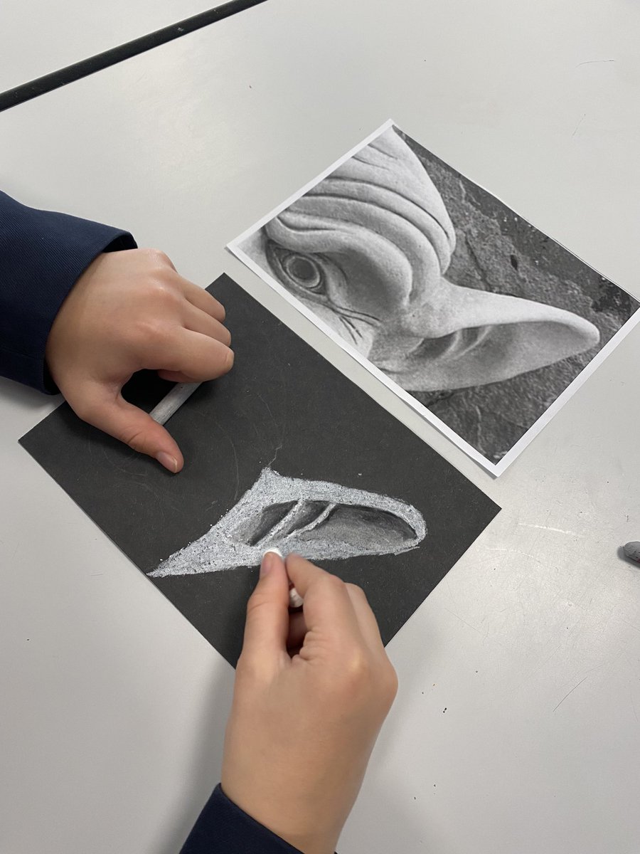 SRA_Art_'s tweet photo. Year 7 are creating fabulous gargoyle drawings this week using oil pastels, the standard is superb! Well done year 7! https://t.co/MuZ0pP3t9M