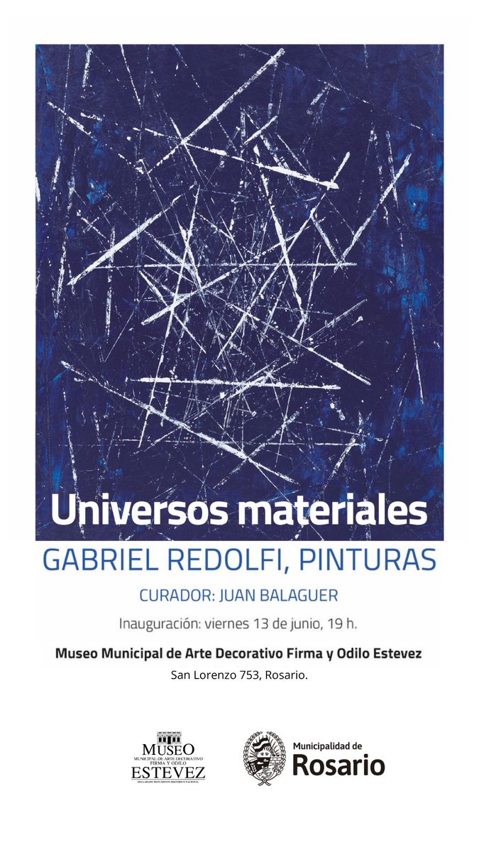EstevezMuseo's tweet photo. ✨ Inauguración ✨
Universos materiales de Gabriel Redolfi
🖼 Pinturas | Curaduría: Juan Balaguer
📅 Vie 13/6 – 🕖 19 h
Museo Estévez, San Lorenzo 753
Entrada gratuita

Cemento, asfalto, madera, látex…
La pintura no representa: es.
Viví una experiencia sensorial y performática. https://t.co/y1BdIJu0yT