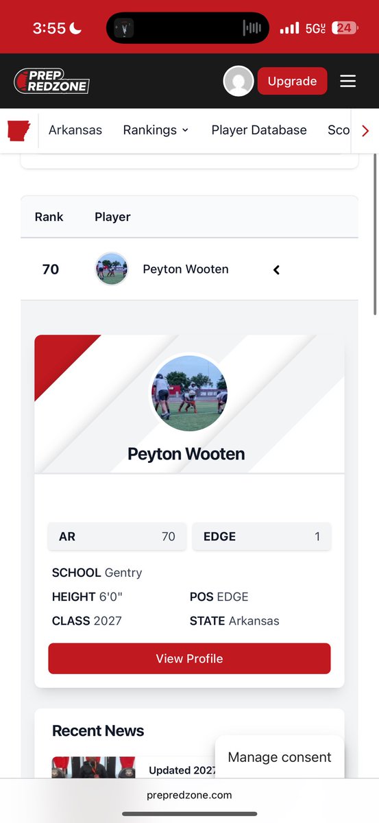 Peyton Wooten (@peytonwooten88) on Twitter photo BLESSED to be ranked as the #1 edge in the state of Arkansas!
<a href="/GentryPioneerFB/">Gentry Pioneer Football</a> <a href="/CoachTylerClark/">Tyler Clark</a> <a href="/coachthompson59/">Chris Thompson</a> <a href="/PrepRedzoneAR/">Prep Redzone Arkansas</a> <a href="/tctabler/">PrepRedZoneTom Tabler</a> BLESSED to be ranked as the #1 edge in the state of Arkansas!
<a href="/GentryPioneerFB/">Gentry Pioneer Football</a> <a href="/CoachTylerClark/">Tyler Clark</a> <a href="/coachthompson59/">Chris Thompson</a> <a href="/PrepRedzoneAR/">Prep Redzone Arkansas</a> <a href="/tctabler/">PrepRedZoneTom Tabler</a>