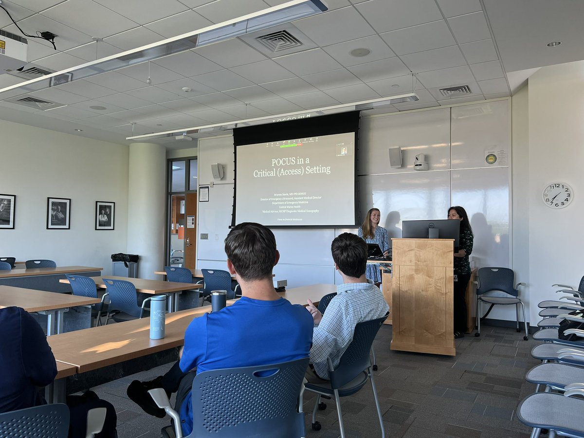 This morning we welcomed Dr. Bri Steele from Central Maine Health who presented at our US Fellowship Didactics. She discussed her experience using #POCUS in a critical access setting: 
➡️ rapid diagnosis ex. DVT, late OB
➡️ preventing unnecessary transfers
➡️ amazing saves!