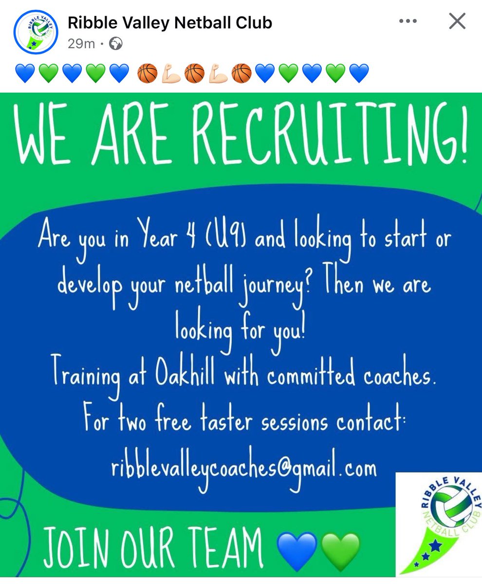 Join Ribble Valley Netball Club for fun, fitness and friends ⁦<a href="/RibbleValleyNC/">Ribble Valley</a>⁩