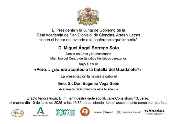 CEHJerezanos's tweet photo. Y también mañana, en la Real Academia de San Dionisio, a las 19:30. https://t.co/PZyjVFjDDd