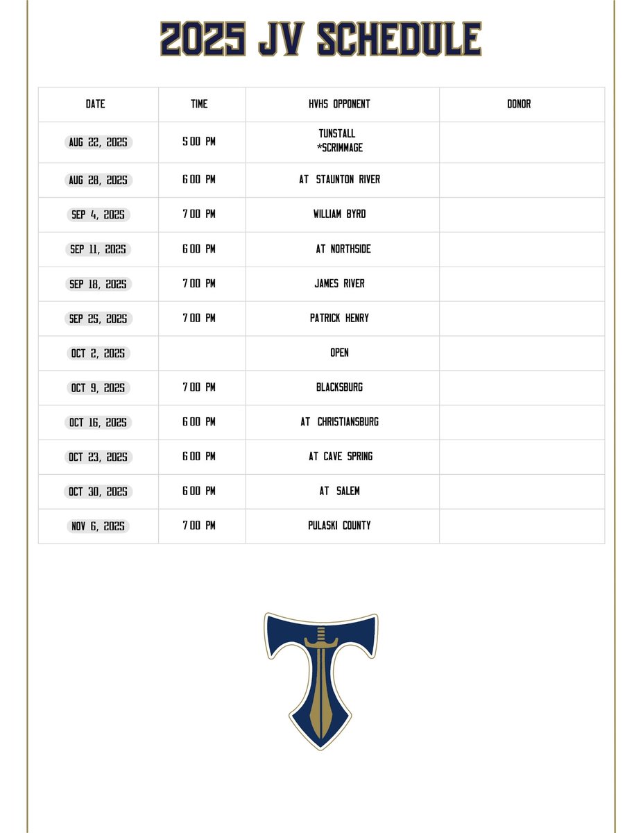Hidden Valley Titan Football (@hvtitanfb) on Twitter photo 🏈🍽️ Calling all local businesses & community members!🍽️ 🏈
Want to support our football team's 2025 season?
We need meal sponsorships for pregame fuel!
Contact Coach Tolliver at adtolliver@rcps.us for details🏈
Thank you to The Carrolls for getting us started on our home 🏈🍽️ Calling all local businesses & community members!🍽️ 🏈
Want to support our football team's 2025 season?
We need meal sponsorships for pregame fuel!
Contact Coach Tolliver at adtolliver@rcps.us for details🏈
Thank you to The Carrolls for getting us started on our home