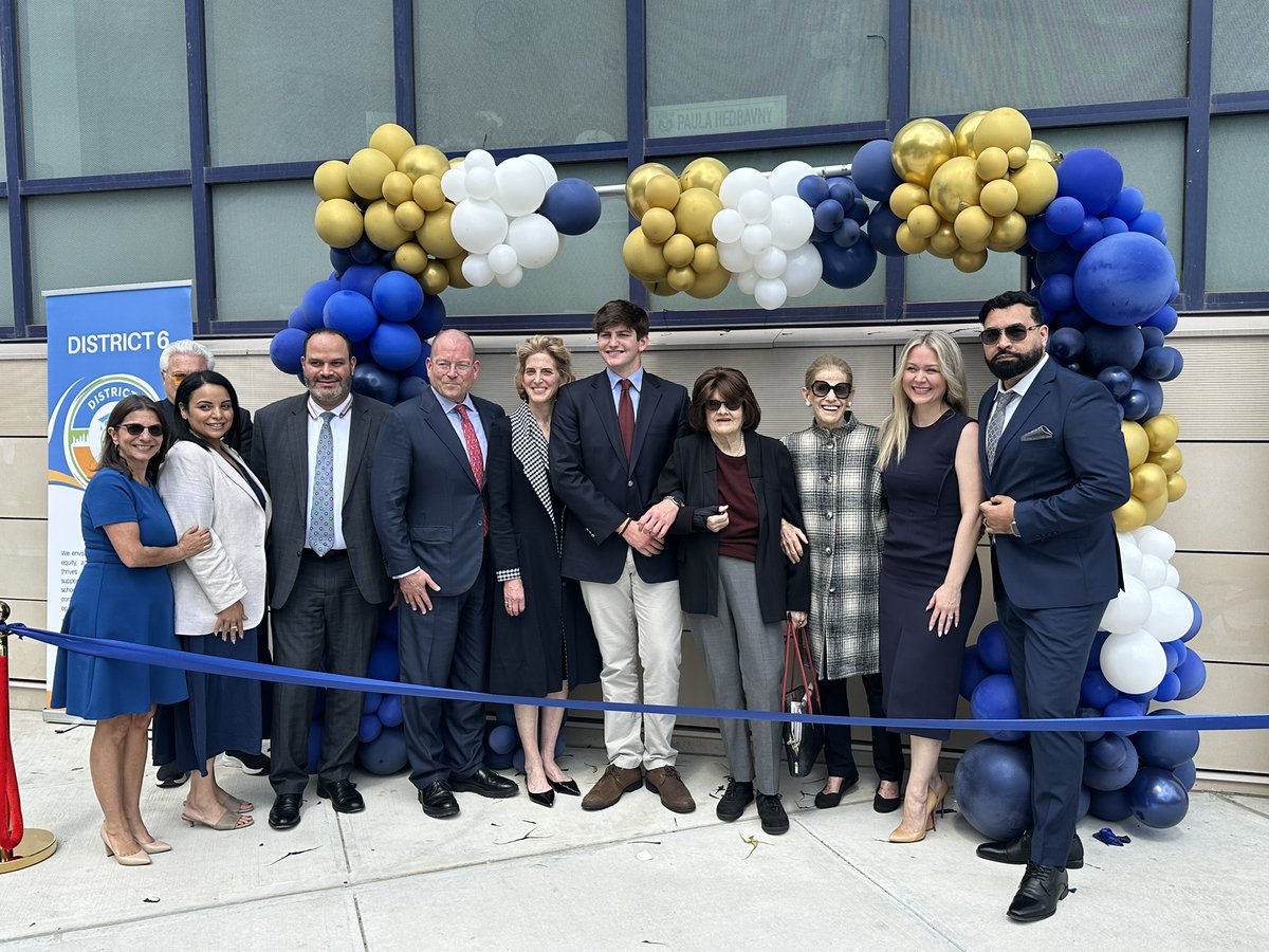 "Exciting day at PS / MS 278 Paula Hedbavny School! 🎉 Honored to celebrate the ribbon-cutting of our new building dedicated to Oscar de la Renta. We would like to thank his wife and family for coming and supporting this event. A big thank you to everyone who made this possible!