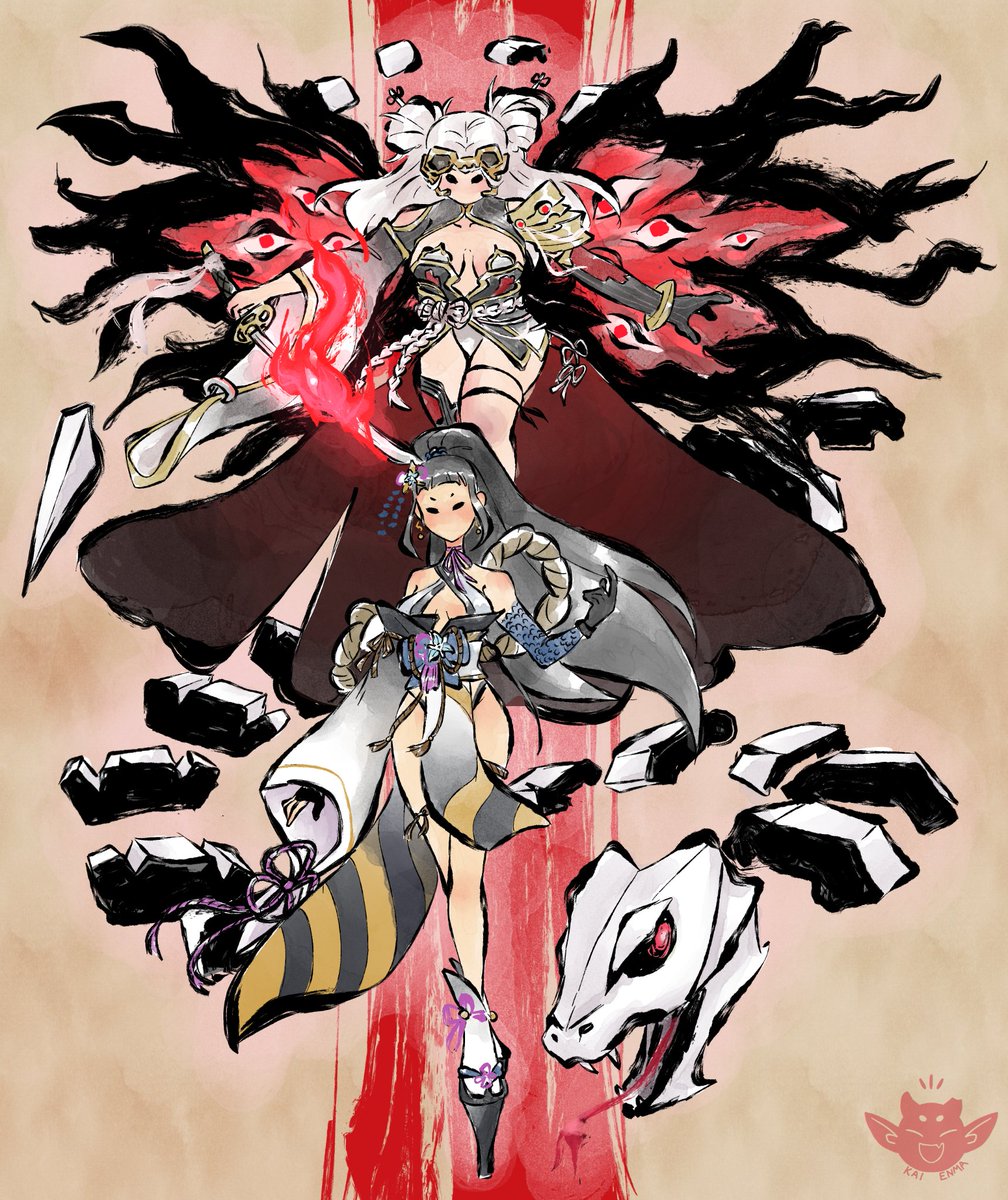 kai_enma's tweet image. some of my favorite okami style comms ive done ✨