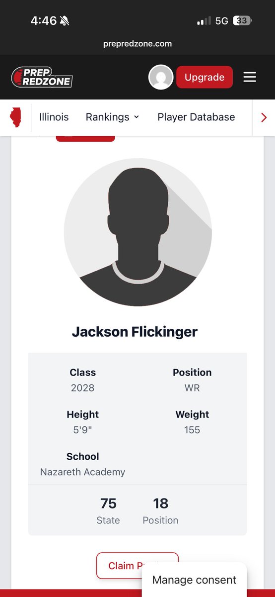 Blessed to be ranked the number 18th receiver in the class of 2028 Illinois!