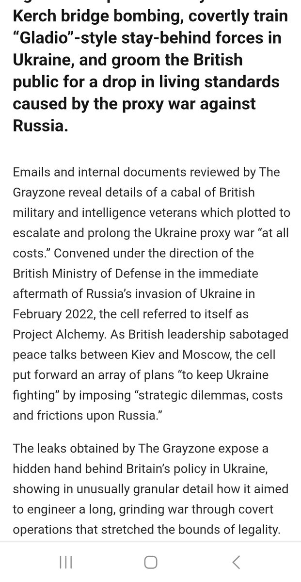 Dean44559496's tweet photo. Is there a secretive plan 4this unrelented #war against #Russia by #GB and #Europe? using #Ukraine as an excuse?
Yes there is. It s very old &amp; called #ProjectAlchemy. The website #Grayzone even quotes names. 
 Read it all on there!
#WEF #Churchill #Yalta #MI6 #Windsor #America https://t.co/8hqEMrhKT4