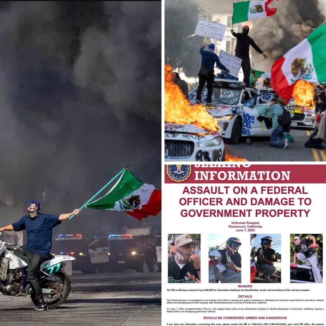 netorivass's tweet image. 🔴FBI ofrece recompensa por motociclista con bandera mexicana, y Trump presiona: “¡Envíen a la tropa!”
De acuerdo con el FBI, el sospechoso es buscado por atacar con piedras a un policía y causar daños a patrullas. El director de la agencia de seguridad, Kash Patel,