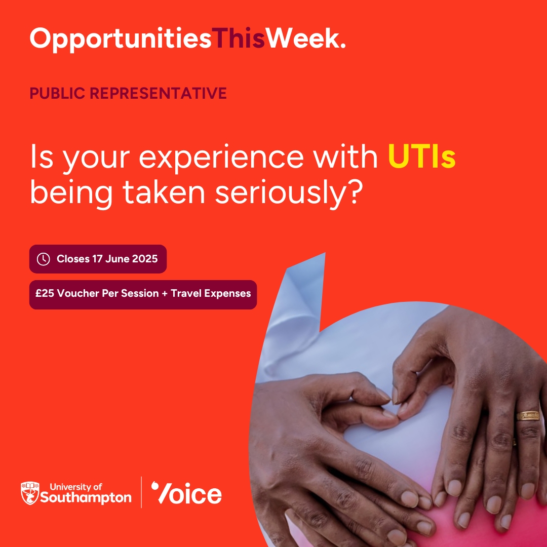 UK National Innovation Centre for Ageing (NICA) (@uknicaofficial) on Twitter photo Have you repeated #UrineInfections & overlooked in healthcare?
<a href="/unisouthampton/">University of Southampton</a> wants to hear from you to help improve treatment. Take part in 5 x 1-hour sessions (online or in person) + get a £25 voucher per session.
Sign up here: bit.ly/4dXwmpK 👈
#VoiceOpportunity Have you repeated #UrineInfections & overlooked in healthcare?
<a href="/unisouthampton/">University of Southampton</a> wants to hear from you to help improve treatment. Take part in 5 x 1-hour sessions (online or in person) + get a £25 voucher per session.
Sign up here: bit.ly/4dXwmpK 👈
#VoiceOpportunity